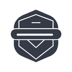 Stylized shield icon with horizontal bar and chevron design