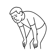 line icon man resting his hands on his knees vector on a white background
Vector line icon on a white background