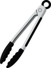 Stainless steel kitchen tongs with silicone grips for cooking grilling serving vector
