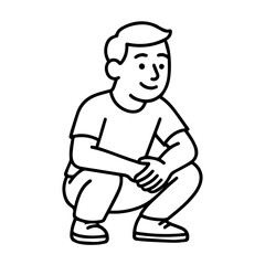 line icon man squatting vector on a white background
Vector line icon on a white background