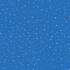 Seamless snowfall pattern, falling snow, chaotic dots, vector design