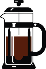 Elegant french press coffee maker hot beverage brewed refreshing drink vector