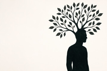 The silhouette of a man with a tree instead of a head. Space for text.