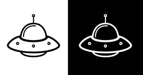 black and white illustration of ufo icon