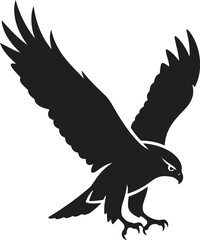 Majestic hawk silhouette landing silhouette bird of prey vector vector
