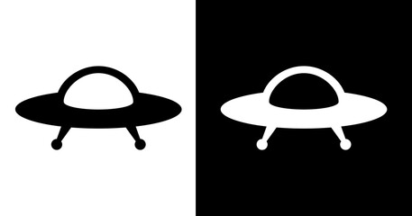 black and white illustration of ufo icon