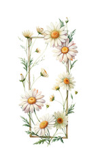 Fototapeta premium Beautiful floral arrangement featuring delicate white daisies with watercolor aesthetic