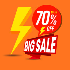 Big sale poster vector background up to 70%. Big sale background design for banners, poster, advertising, and marketing.