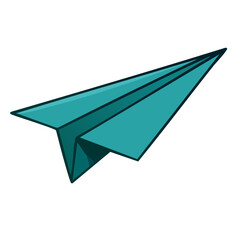 Naklejka premium Turquoise Paper Airplane Isolated on White Background Illustration