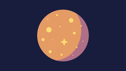 Crescent moon with stars on dark background