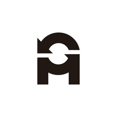 letter mg simple geometric reload rotation arrow logo vector