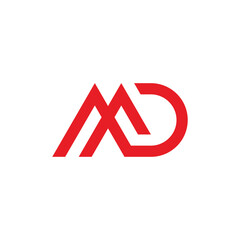 letter md simple linked geometric line logo vector