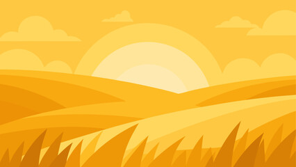 Golden landscape with sun and grass view © Rana Islam