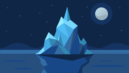 Obraz premium Iceberg floating under a starry night sky