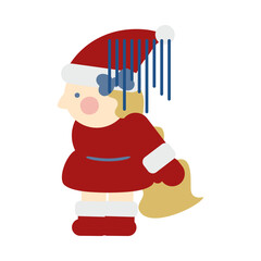 青ざめるかわいい女の子のサンタクロース