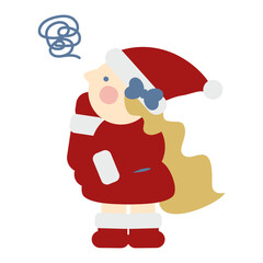 悩むかわいい女の子のサンタクロース