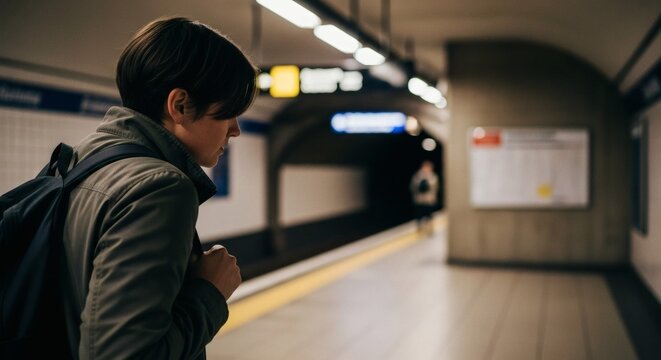 Person waiting on a subway platform