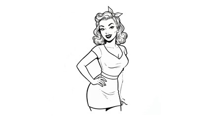 Vintage Pin-Up Girl Illustration – Retro Fashion Style