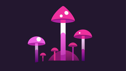 Illustration of stylized pink mushrooms