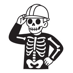 Coloring book skeleton coloring page with construction worker helmet for fun coloring activity