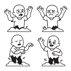 Naklejka premium Coloring book coloring page featuring cartoon character with various emotional expressions