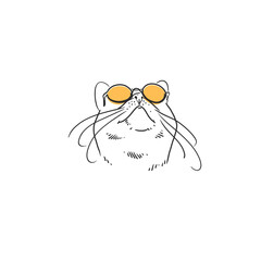 Hand drawn vector abstract graphic line collection with doodle cute funny cartoon cats characters.Vector illustration of funny cartoon adorable cat in trendy style. Line icon pet print.