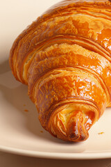 a large croissant on a white plate