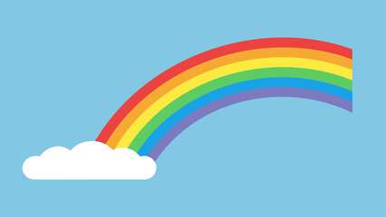 Rainbow with a cloud against a blue sky
