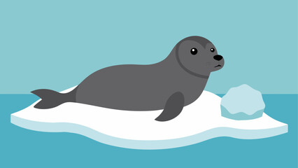 A seal resting on an ice floe in the arctic