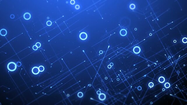 Blockchain Data Analytics Animation with blue hexagonal digital network visualization, futuristic data flow, big data infographic, and cryptocurrency technology motion graphics for abstract background - Powered by Adobe