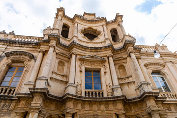 Ornate italian baroque architecture on sicilian street