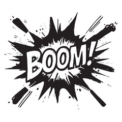 Comic cartoon boom speed effect, explosive motion line element set. Comic boom burst, explosive smoke, line speed cartoon vector icon. Hand-drawn sketch doodle action effect. boom template.