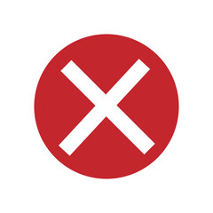 Fototapeta premium Symbol of Denial: A bold red circle with a prominent white X marks the visual representation of rejection, disapproval, and mistakes. This striking graphic underscores a clear message.