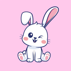 Cute Rabbit Sitting Cartoon 