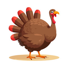 Cute cartoon character illustration for thanksgiving celebration with turkey