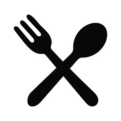 Utensils Silhouette: Minimalist art of an crossed fork and spoon on display, offering a clean and elegant depiction of essential dining tools.
