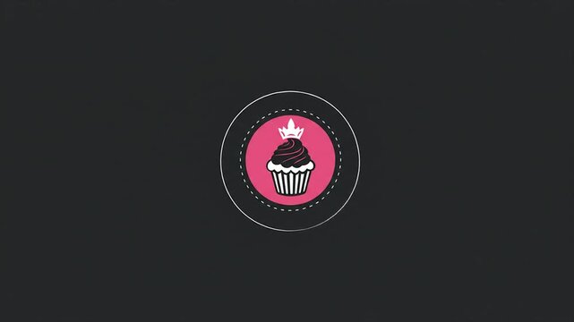 Elegant cupcake logo animation on black backdrop for commercial use