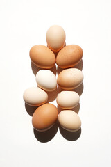 Group of Free Range Eggs on White. Country Living, Agriculture, Farming. 