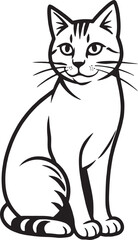 Lone Cat Illustration - Black & White Vector Graphic