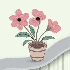 Hand drawn cartoon houseplant vector illustration