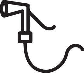 Electric cable and plug isolated on white background with fishing hook and metal equipment icons