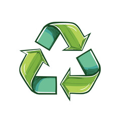 Obraz premium Green Recycling Symbol Icon with Arrows