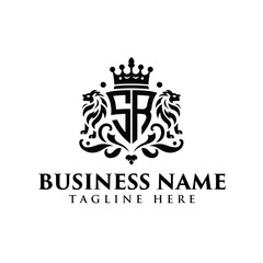 SB RB Letter Royal Crest Logo - Lion & Crown Monogram