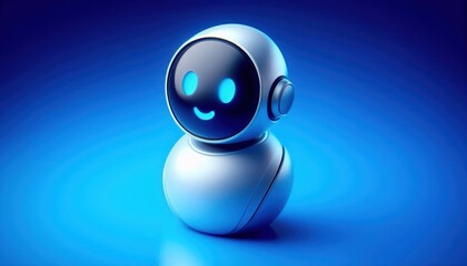 3D Chatbot icon on blue background. AI Content Generator. Chatbot technology. AI chat bot based on artificial intelligence and neural networks.