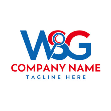 WSG Letter Logo - Modern Creative Magnifying Glass Icon, WSG Search Logo. W logo, S logo, G logo.