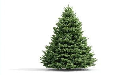 Fototapeta premium Undecorated Christmas tree standing alone on a white background