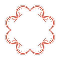 Charming Red Bow Frame with Heart border. Cute hand drawn ribbon bowknots for vintage wedding cards, romantic invitations, scrapbook and decorative design isolated
