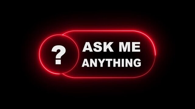 Frequently asked questions FAQ banner icon. Speech bubble icon with text. Animated FAQ neon icons with question mark glowing on black background frequently asked questions concept.