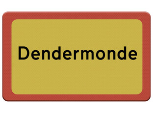 Digital composite..Road sign for the city of Dendermonde.naambord, name, place, .Png file.