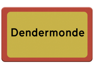 Digital composite..Road sign for the city of Dendermonde.naambord, name, place, .Png file.